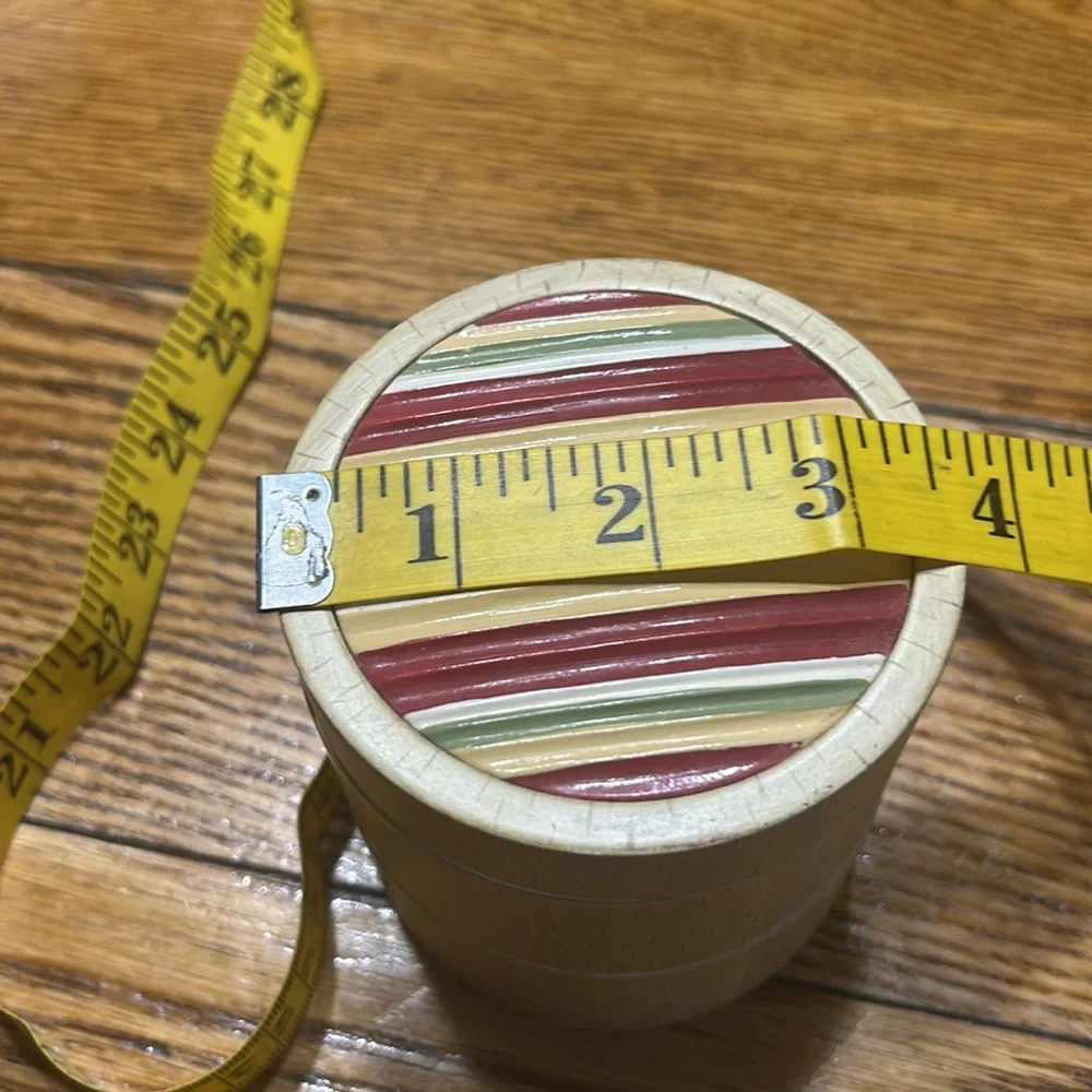 Vintage Trinket box by Gloria Vanderbilt Home. Geranium Stripe pattern.